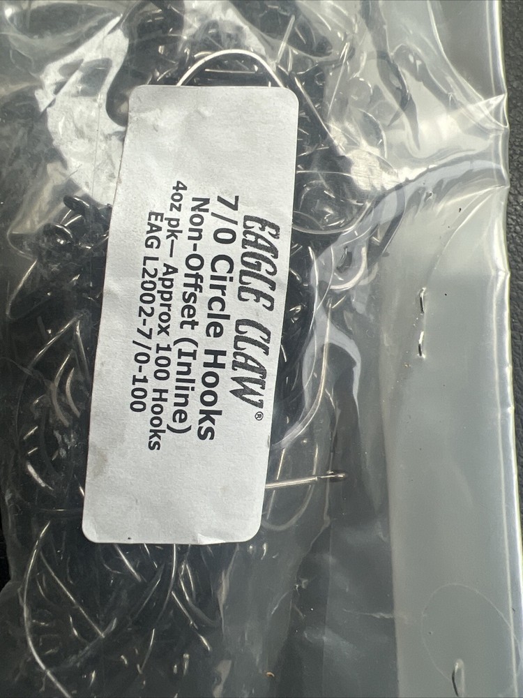 100 pack Eagle Claw 7/0 Non Offset In Line Circle Hooks Eag L2002-7/0 HTF Discon