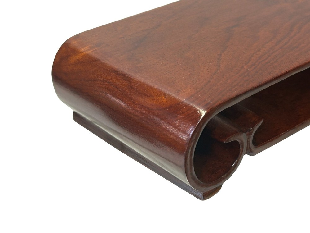 7" Oriental Brown Rectangular Scroll Legs Wood Stand Riser Easel st1088