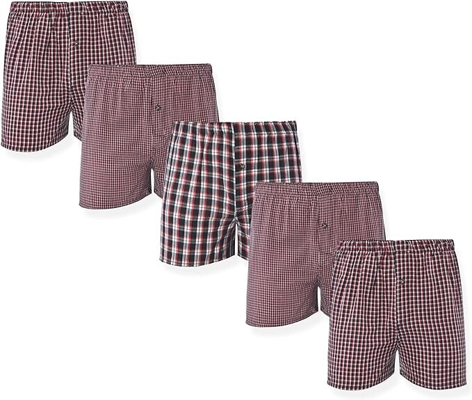 JAKE & CO. Men's Multi-Pack Woven Boxers, Assorted 5-PK