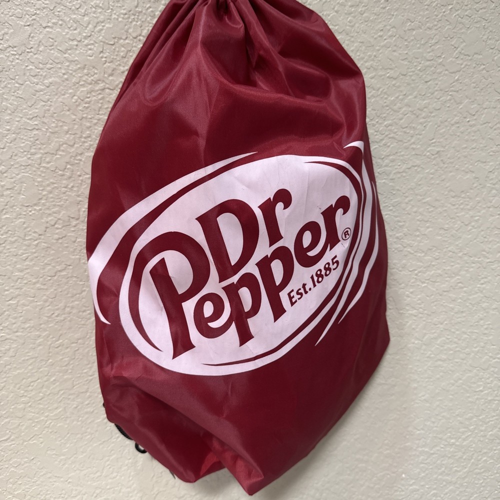 Dr Pepper Drawstring Backpack Maroon Cinch Bag 17”