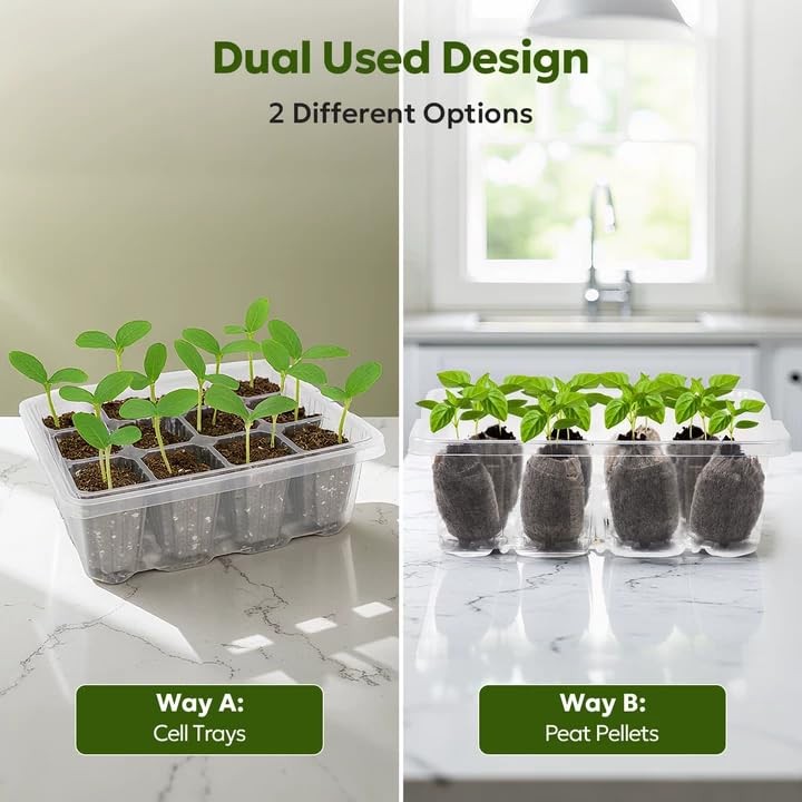 Seed Starter Kit with Grow Light, Elevated Seedling Tray Kit with Adjustable ...