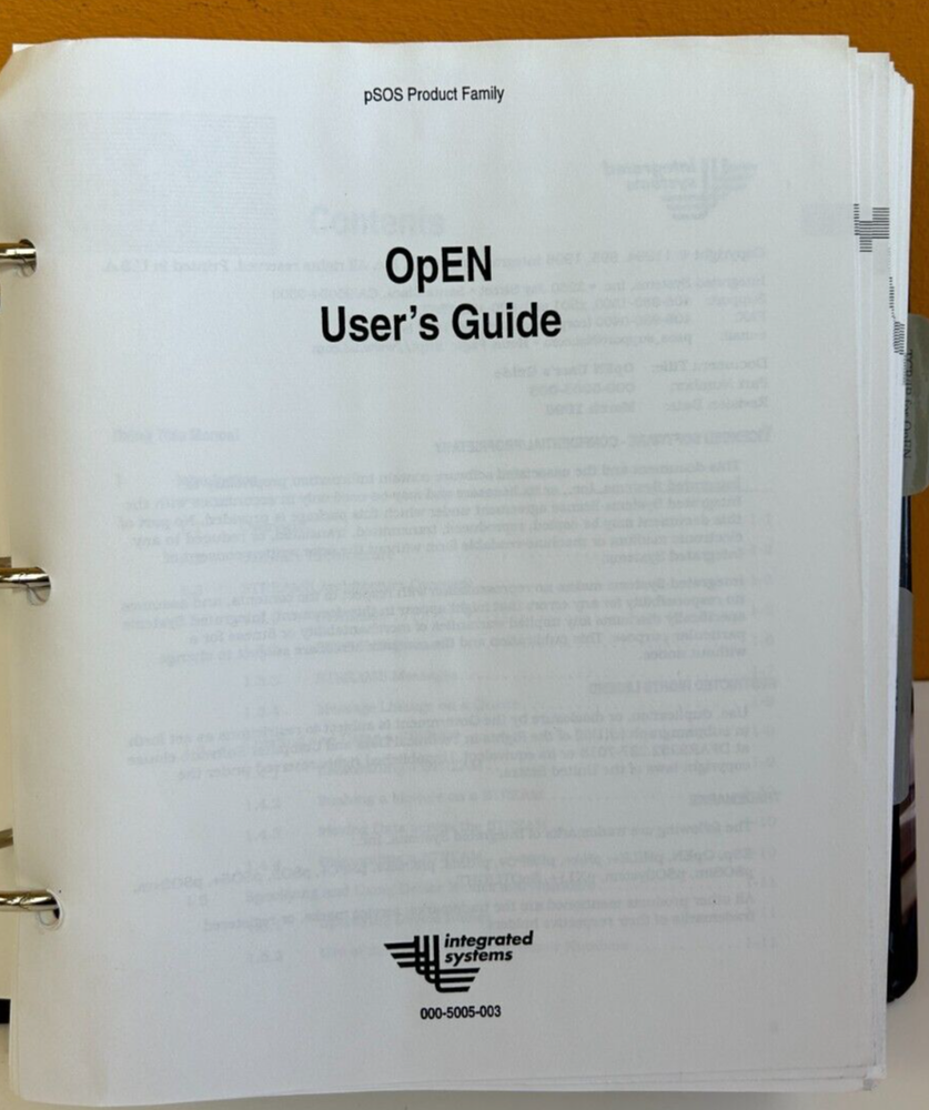 Integrated Systems 000-5005-003 pSOS OpEN Network User's Guide Manual.