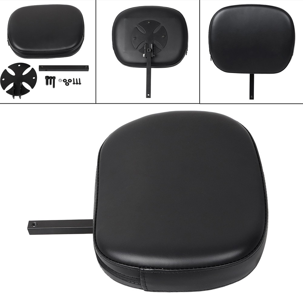 Black Adjustable Removable Backrest Pad w/ Bracket For Harley Sportster Softail