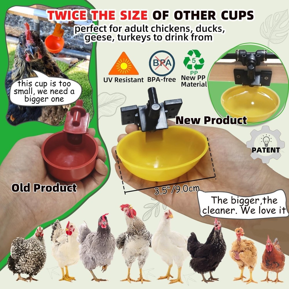 Complete Set Pipeline Automatic Chicken Waterer System, 18ft Pipeline and Float
