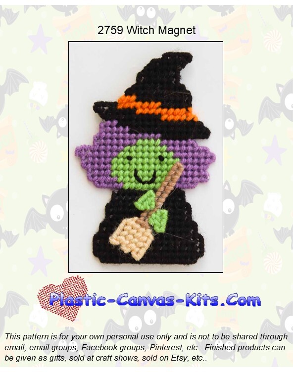 Witch Magnet-Plastic Canvas Pattern or Kit