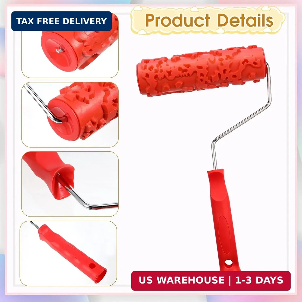 2 Pcs Texture Roller 7'' Drywall Texture Roller Decoration Textured Paint Roller