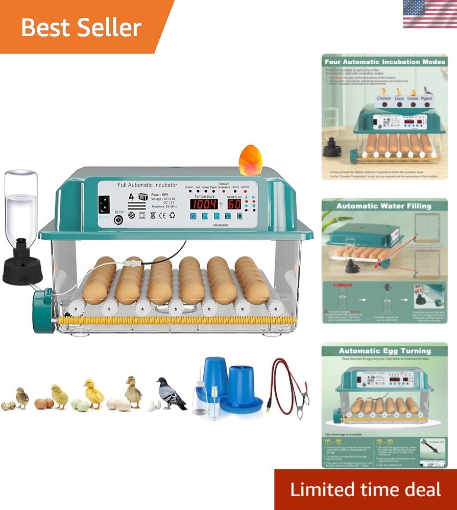 36 Eggs Incubators for Hatching Eggs,Egg Incubator with 4 Automatic Incubate ...