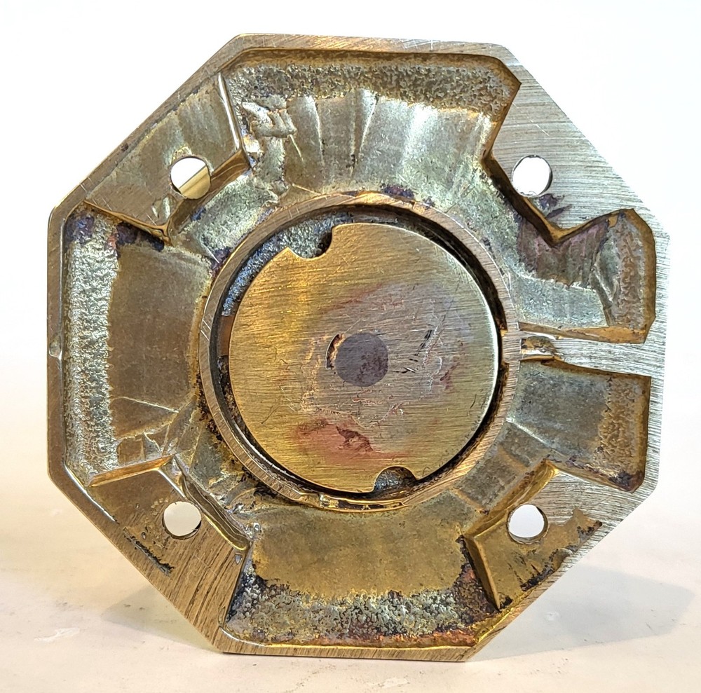 Single large octagonal solid cast brass door knob antique Victorian pull handle