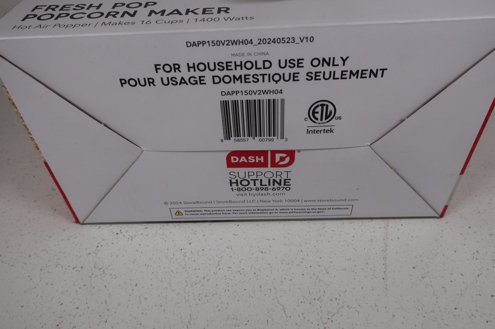 DASH Fresh Pop Hot Air Popcorn Maker w/ Measuring Cup
