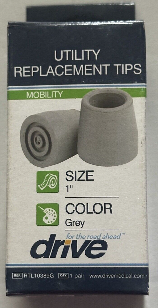 Drive Medical Mobility Utility Walker Replacement Tips 1''grey fits canes Lot