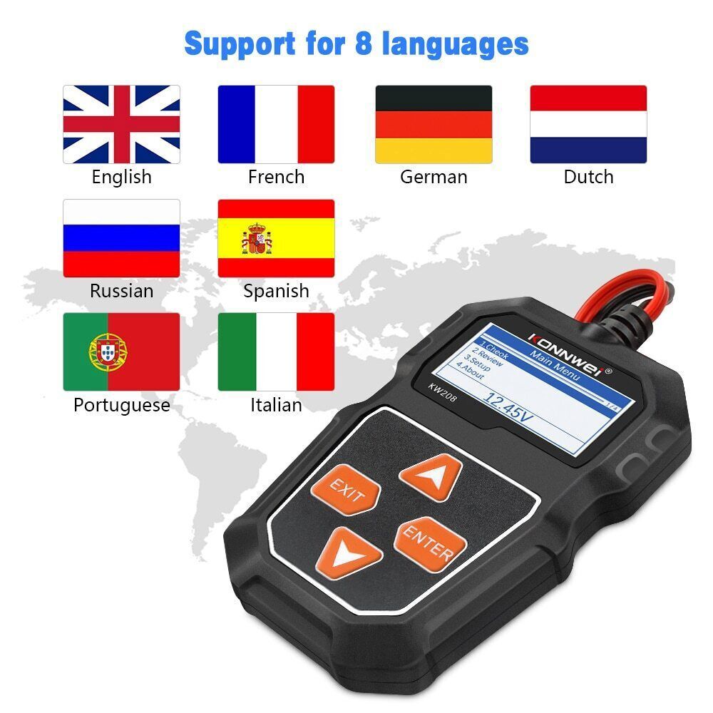 KONNWEI 12V 100-2000CCA Battery Tester Load Cranking Charging System Analyzer