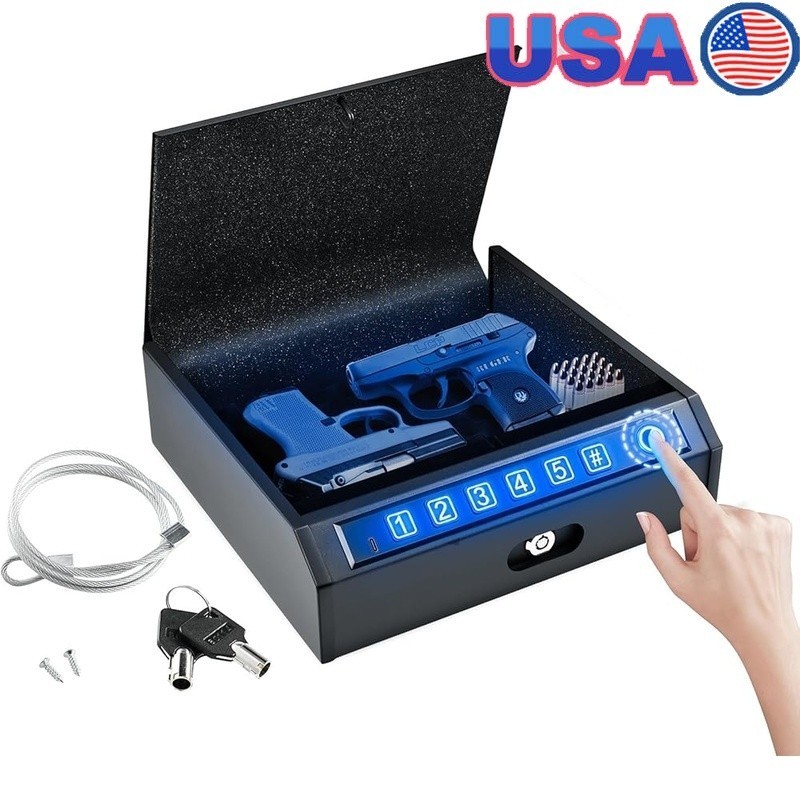 Biometric Gun Safe Portable Quick Access Lock Fingerprint Security Case Compact
