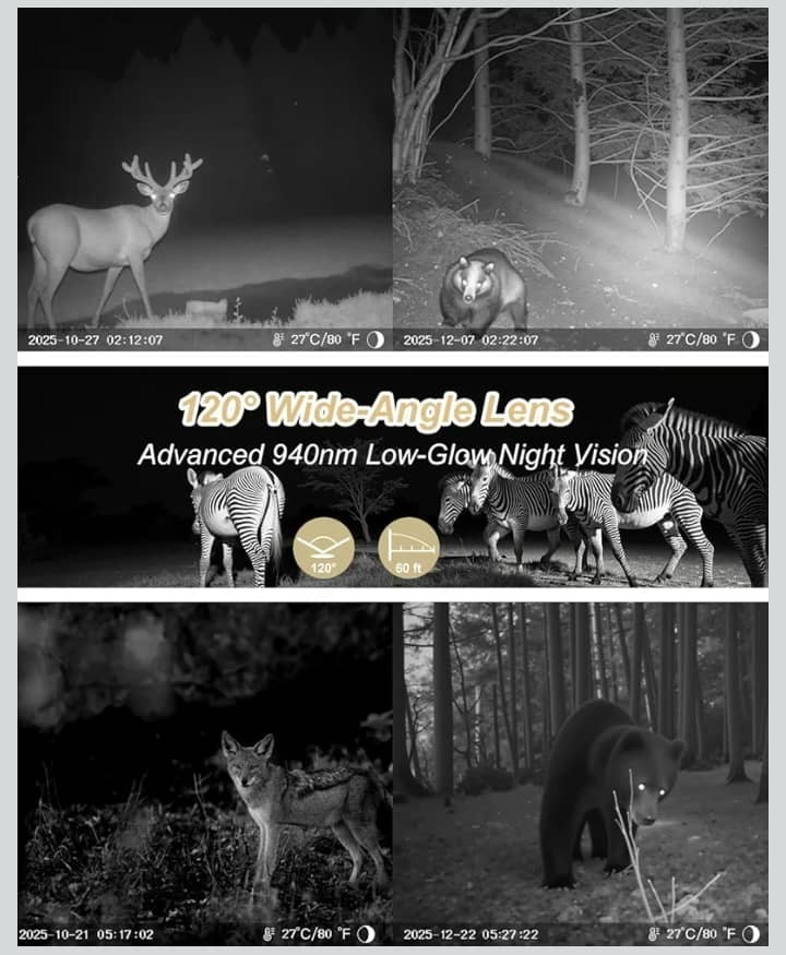 Cellular Trail Camera - 5W Solar Panel Game Cameras with No-Glow Night Vision, 4