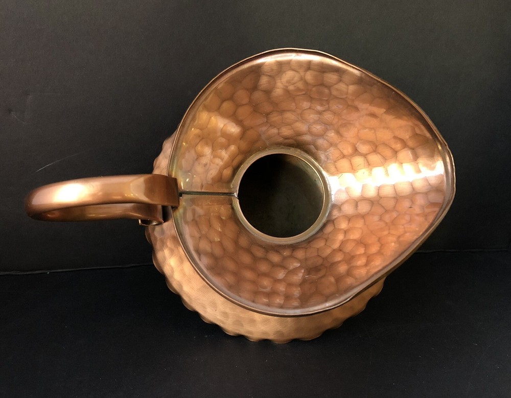 Vintage Gregorian Hammered Solid Copper Squat Pitcher - Excellent