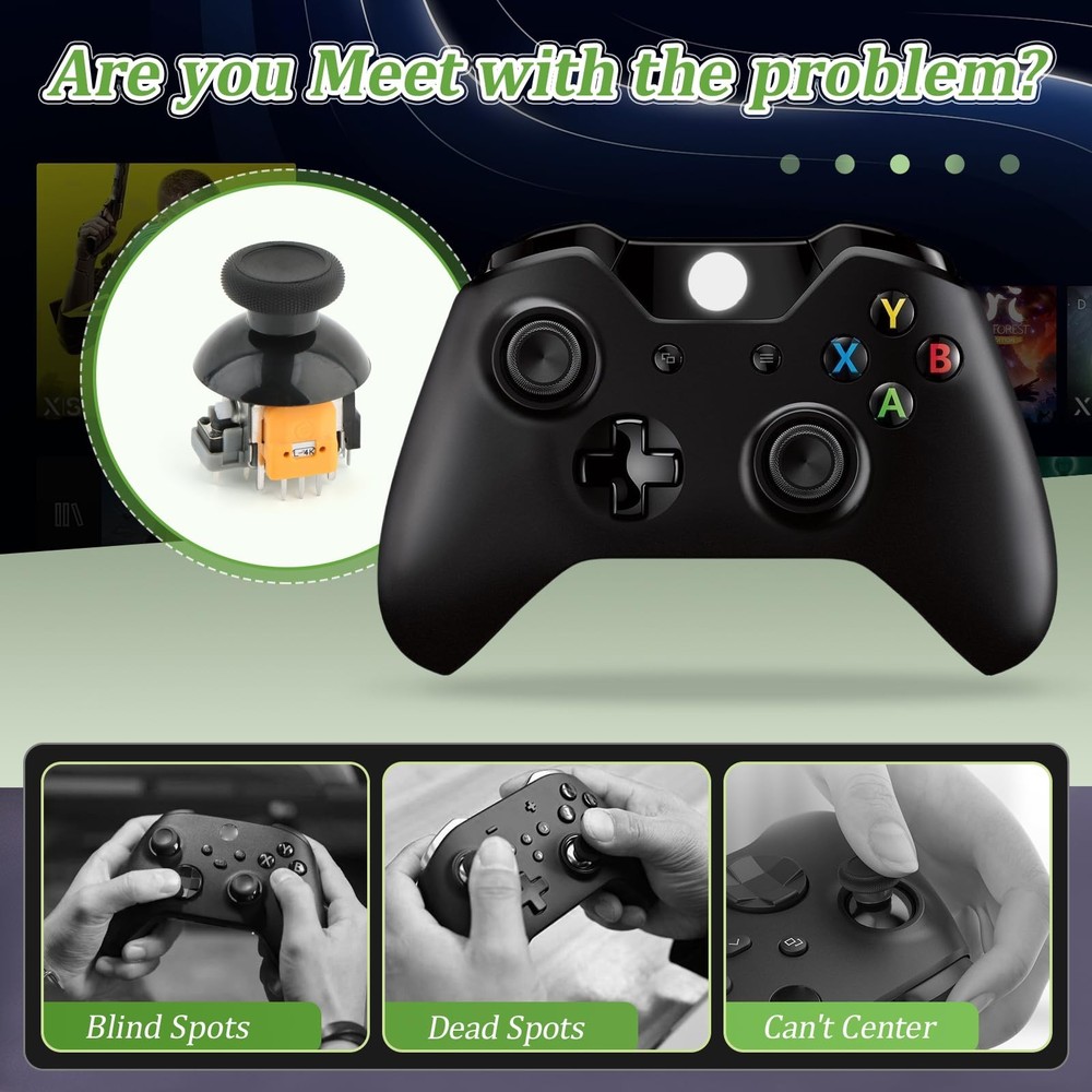 4Pack Joysticks for XboxOne S/X Hall Effect Joystick Replacement black