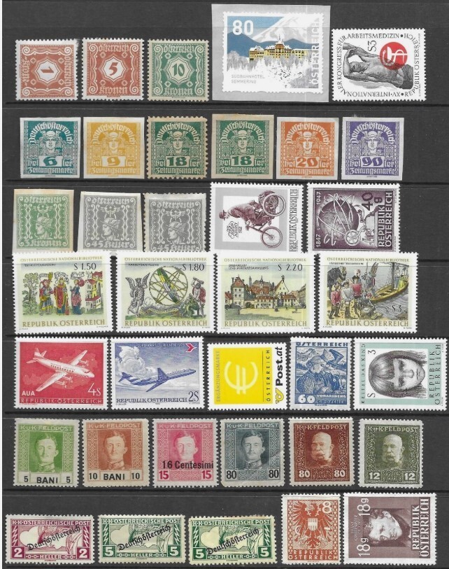 Austria Mixed Selection of 36 x Values MM/UM