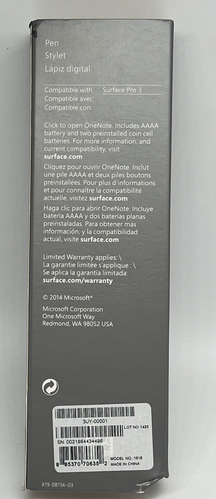 New Genuine Microsoft Surface Pen For Surface Pro 3 Silver