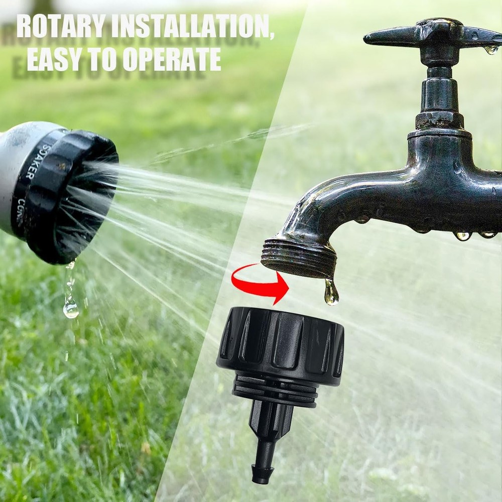 6 Pack Drip Irrigation Hose Connectors, 1/4 Inch inch, Black