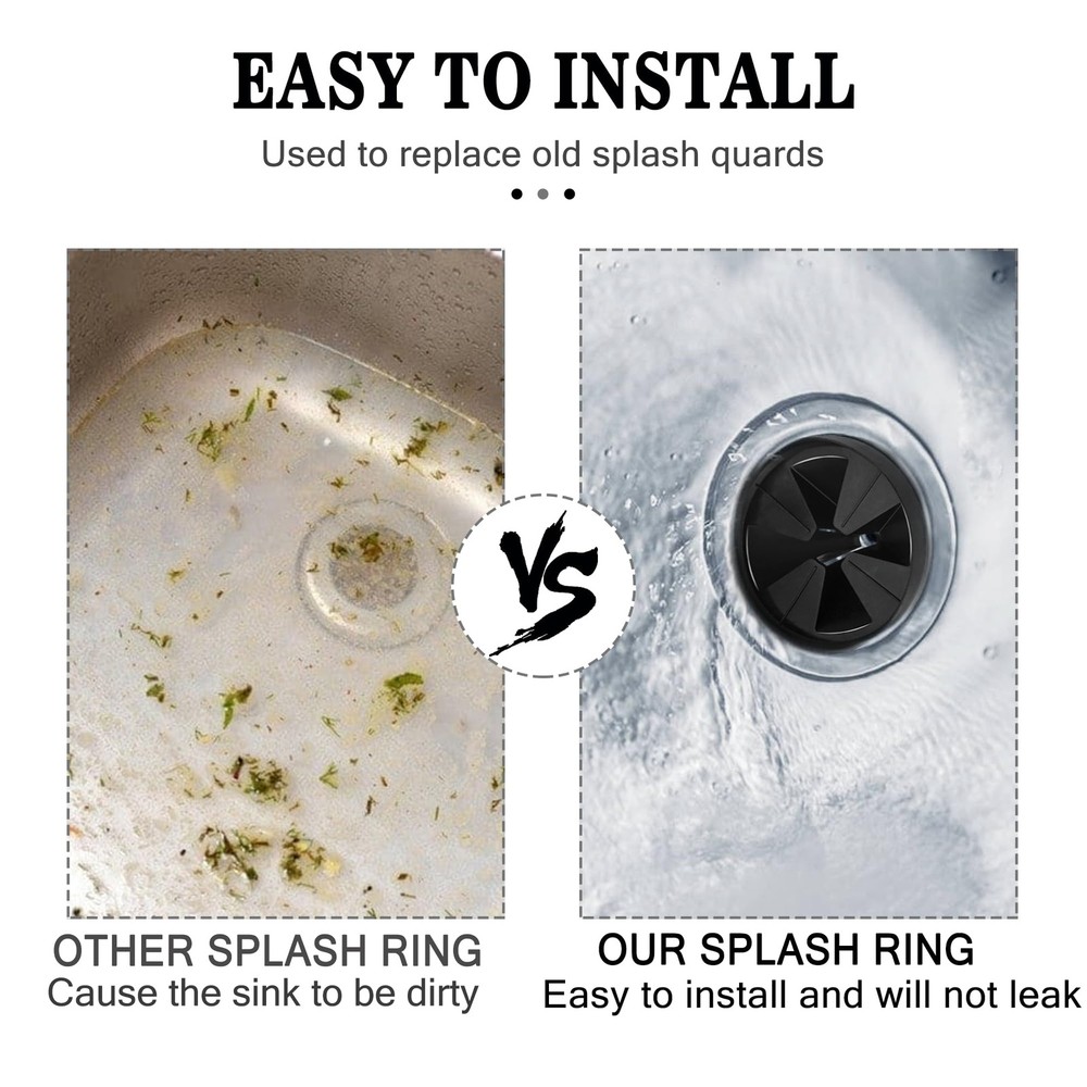 Garbage Disposal Splash Guard, 3 3/8" Upgraded for InSinkErator Black 2 Pack