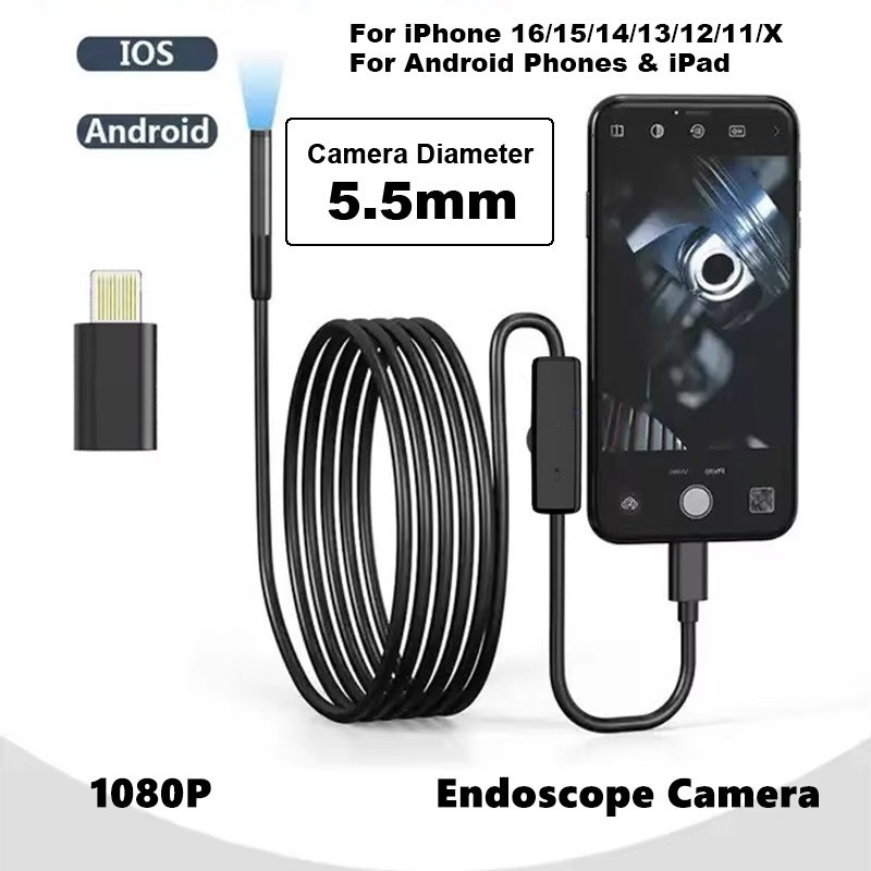 Endoscope Camera Borescope Inspection Camera for iPhone IOS iPad/Android Samsung