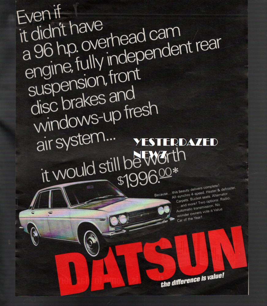 1968 Datsun  print Ad - "The difference is Value"