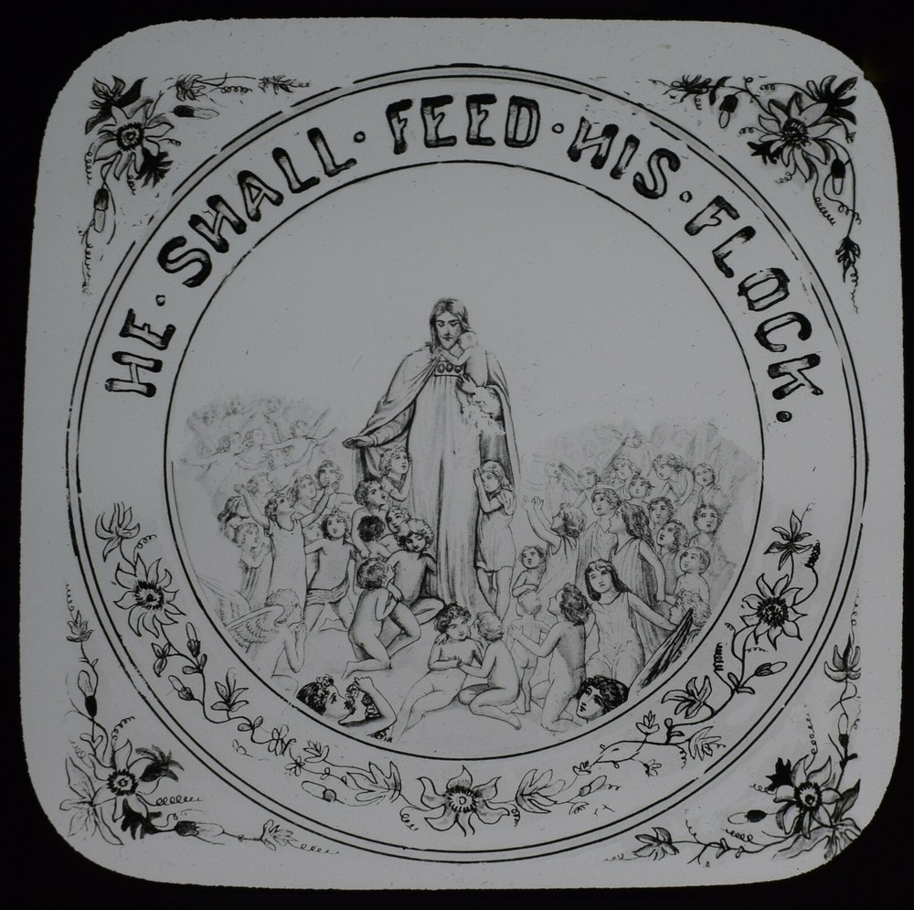 Magic Lantern Slide HE SHALL FEED HIS FLOCK C1910 RELIGIOUS ILLUSTRATION