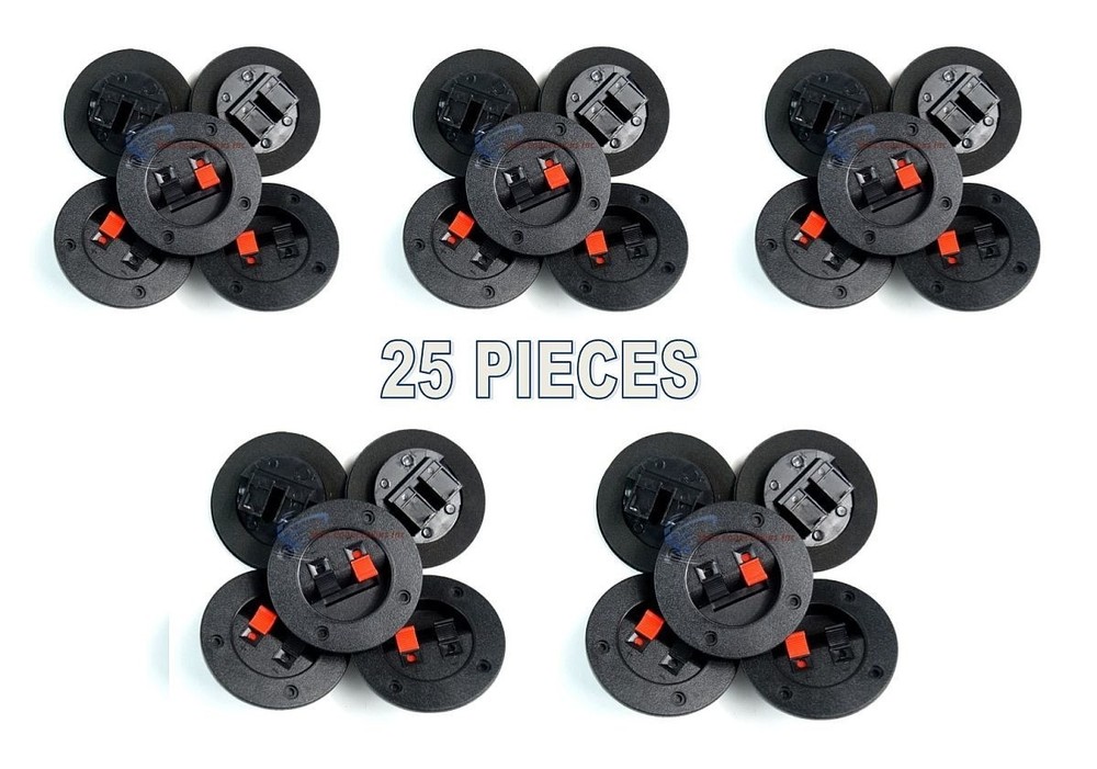 25 Pack SPEAKER BOX ENCLOSURE TERMINAL CUPS W/ SPRING CONNECTORS