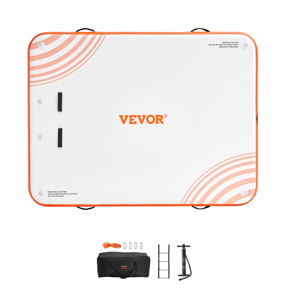 VEVOR Inflatable Floating Dock 8x6FT Inflatable Dock Platform Mat with Ladder