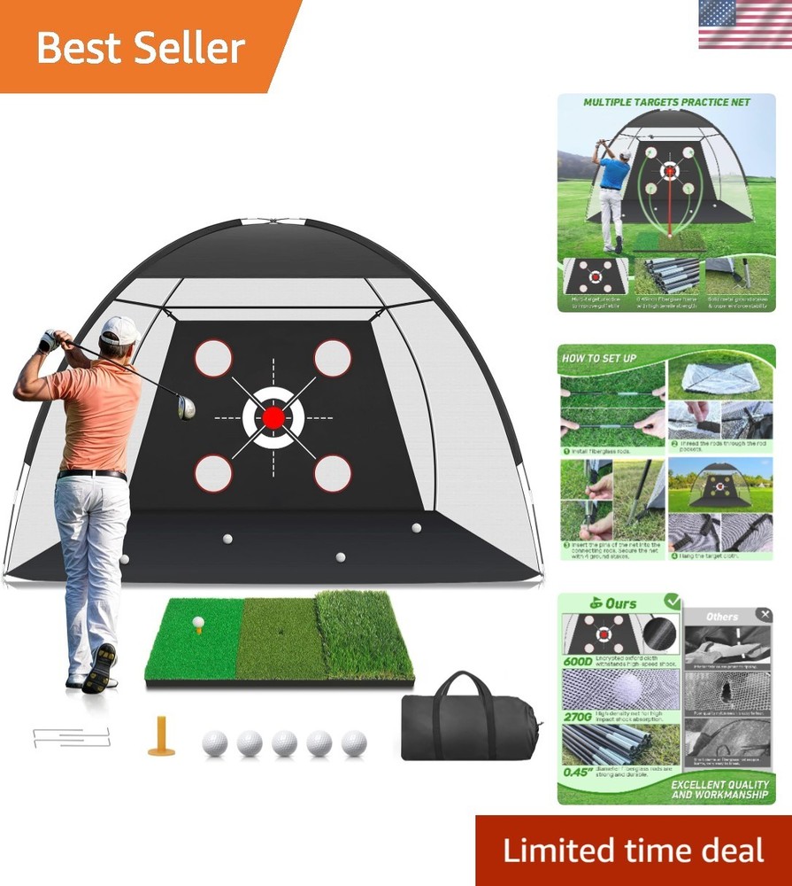Zensouds Golf Training Net - Easy Setup 10x7FT with Impact-Resistant Features