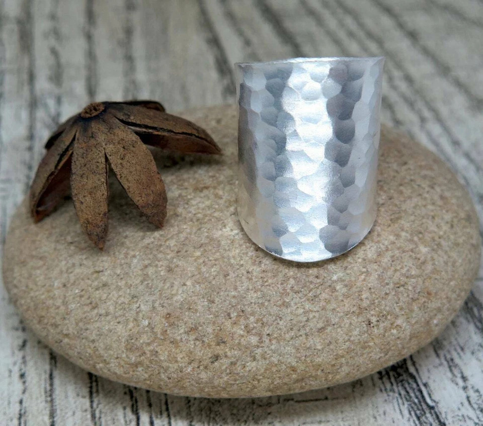 Solid 925 Sterling Silver Long Hammered Band Ring & Handmade Ring All Size R-148
