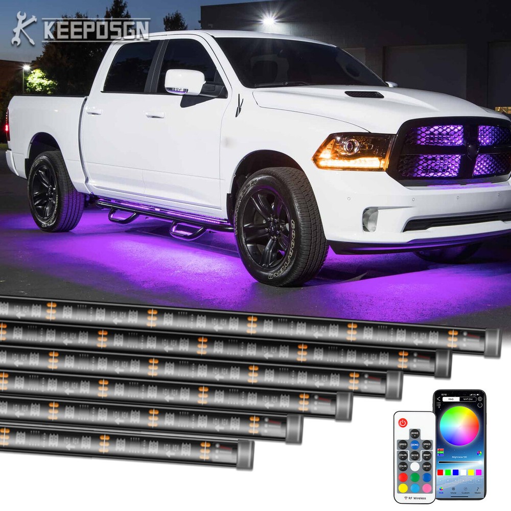 RGB Chasing Underglow Light Strip Kit APP Control For Dodge RAM 1500 2500 3500