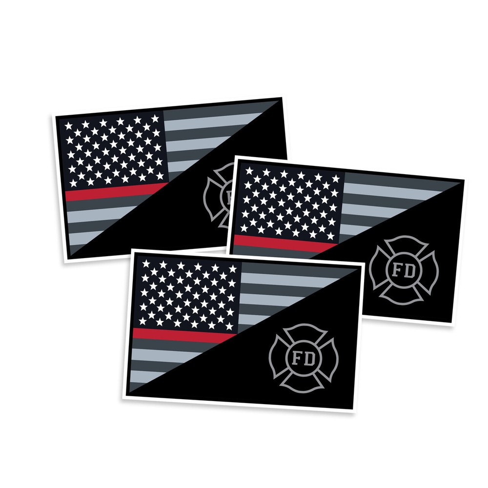 US Flag Fire Department Sticker