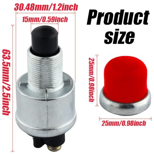 3Pcs Push Button Momentary Starter Switch, Weatherproof Engine Start Push