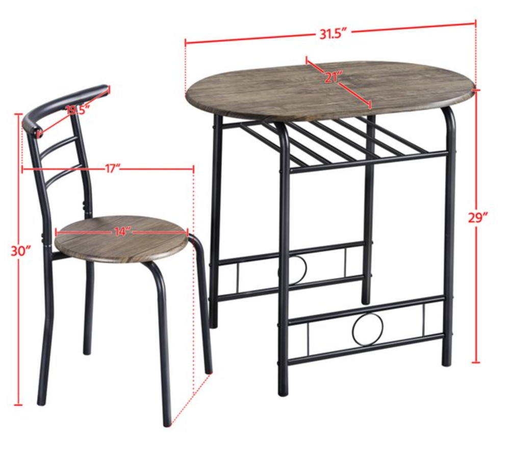 3 piece wooden dining table set