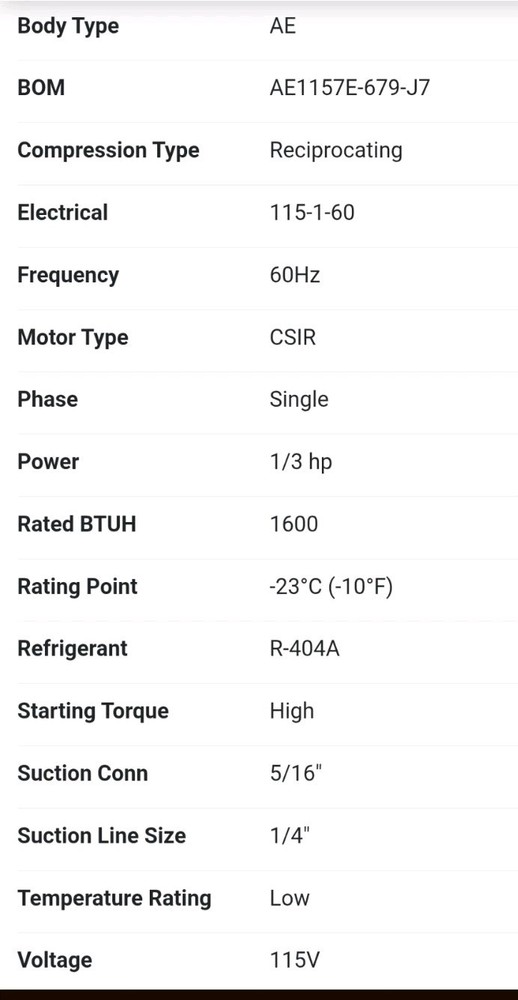 Tecumseh Reciprocating Compressor - Condenser Unit 115V