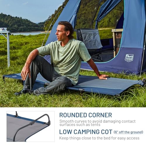 20-Second Quick Set-Up Camping Cot, Lightweight Aluminum Folding Cot with Blue