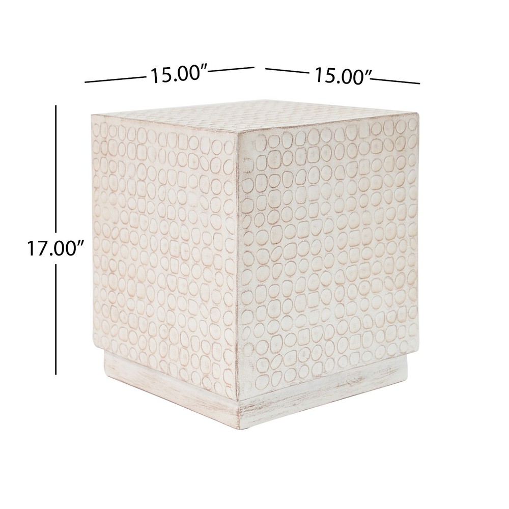 Modern Fluted Cube Side Table 15" MGO Coffee Table, Antique Brown