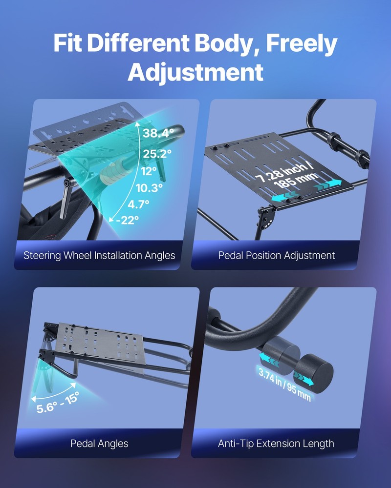 VEVOR Portable Racing Wheel Stand Foldable Fit Logitech Thrustmaster Fanatec