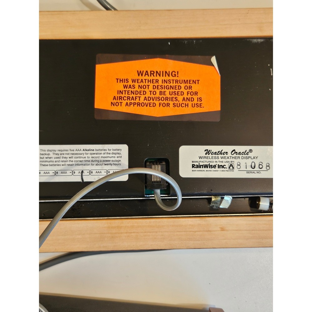 RainWise Weather Oracle MK III Wireless Display WS-2000 Computer Interface Set
