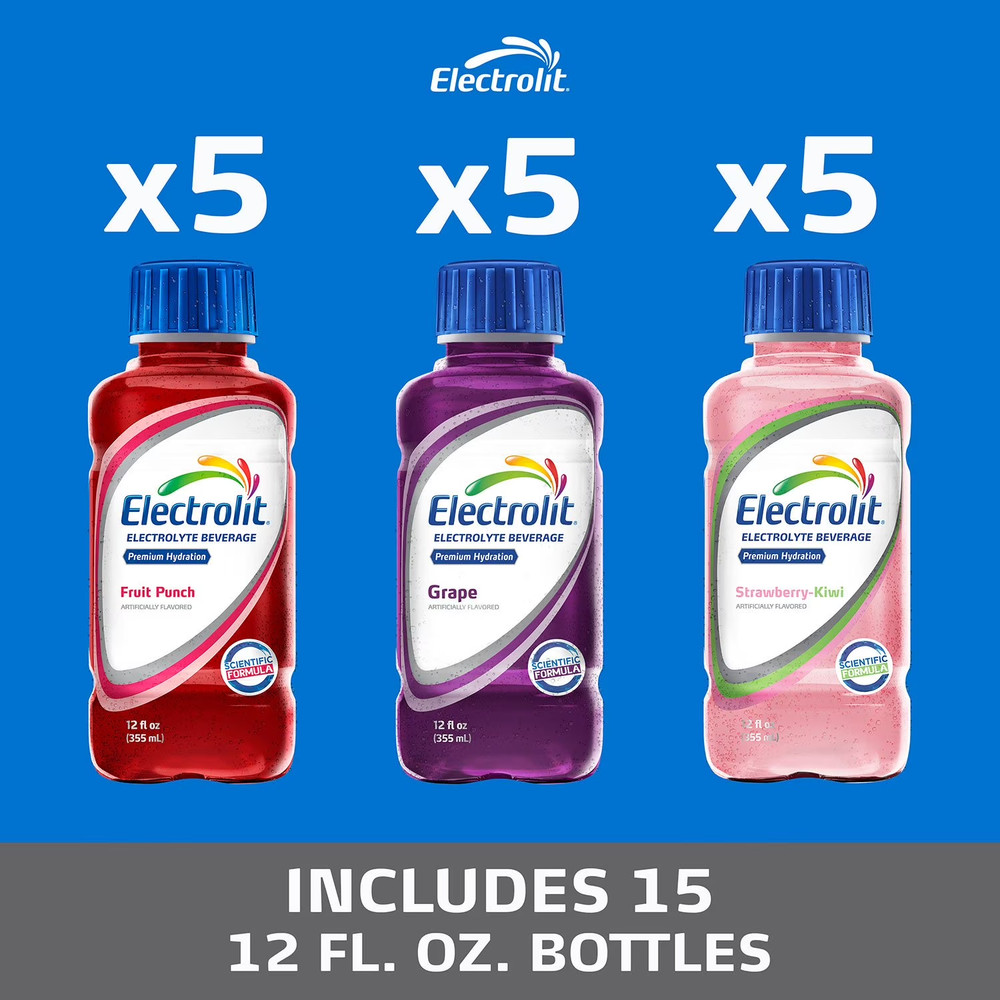 Electrolit Premium Hydration Variety Pack - 12 oz Bottles (15 Pack)