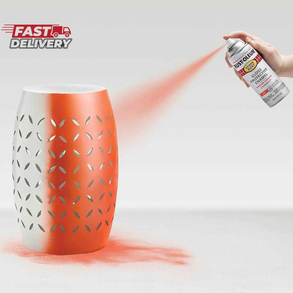 Rust-Oleum 214084 Stops Rust Spray Paint, 12 Oz, Gloss Orange