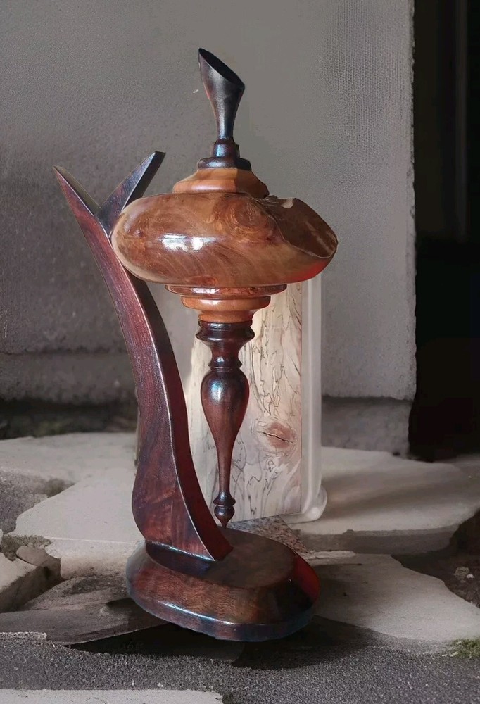BLACK WALNUT LIDDED VASE HANDMADE