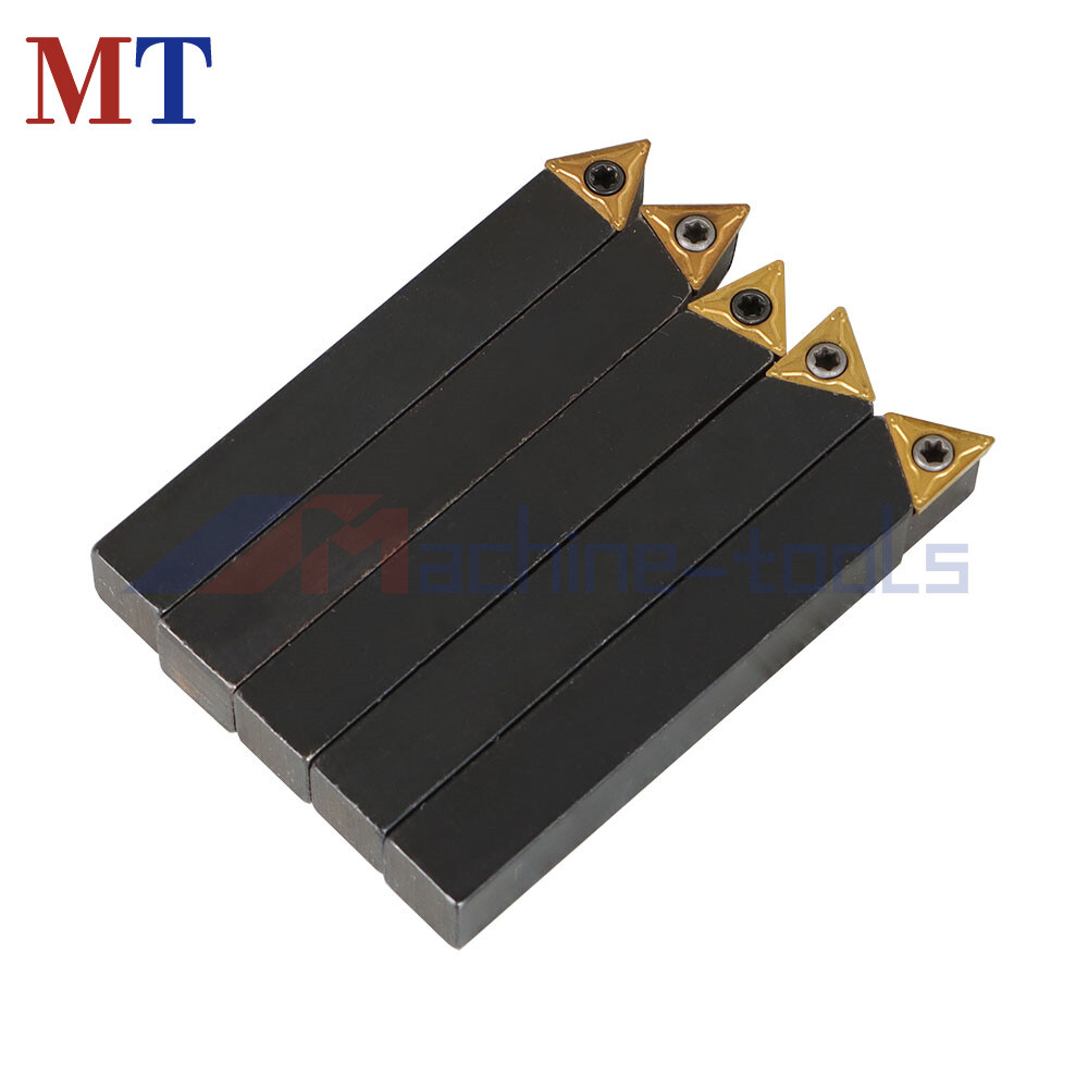 5 Pack 3/8" Lathe Indexable Carbide Insert + Turning Tooling Bit Holder Set
