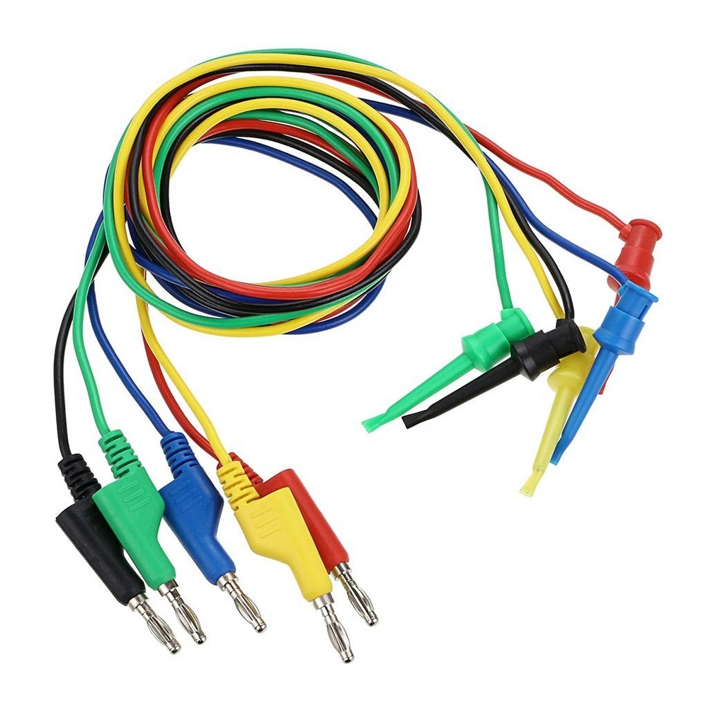 5-Pc Banana Plug Hook Cable Kit - Ideal for Electrical Testing