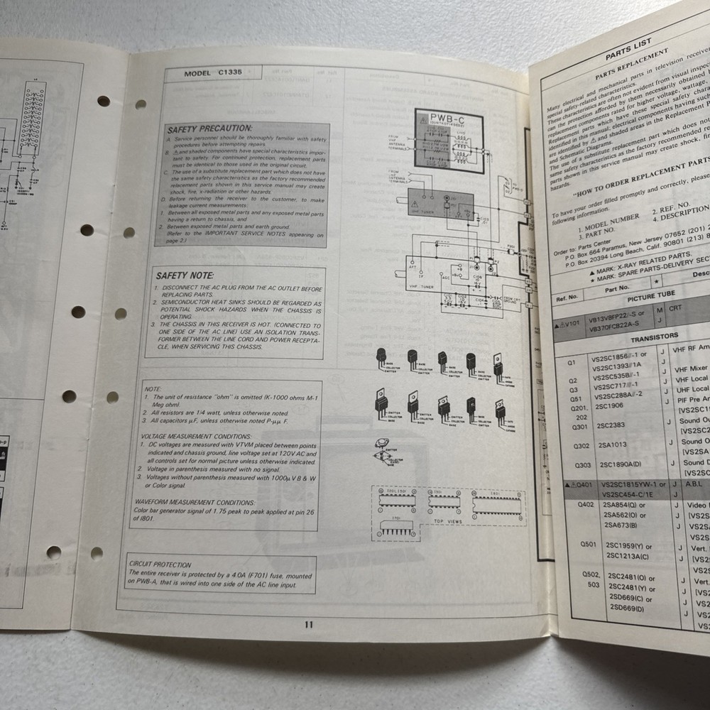 Sharp Electronics Color TV Model C1335 Preliminary Service Information