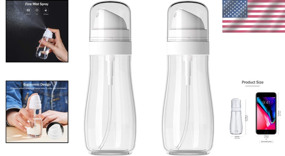 Travel Spray Bottles 2 Pack Clear 100ml