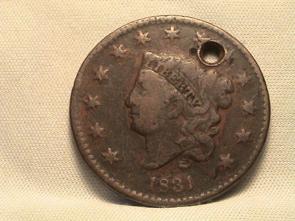 1831 Coronet Head Large Cent N-8 R3 LDS with Reverse Cud!
