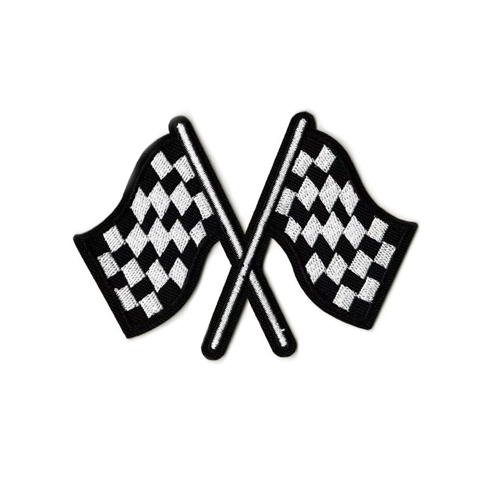 Checkered Racing Flags Embroidered Iron On Patch DIY Applique