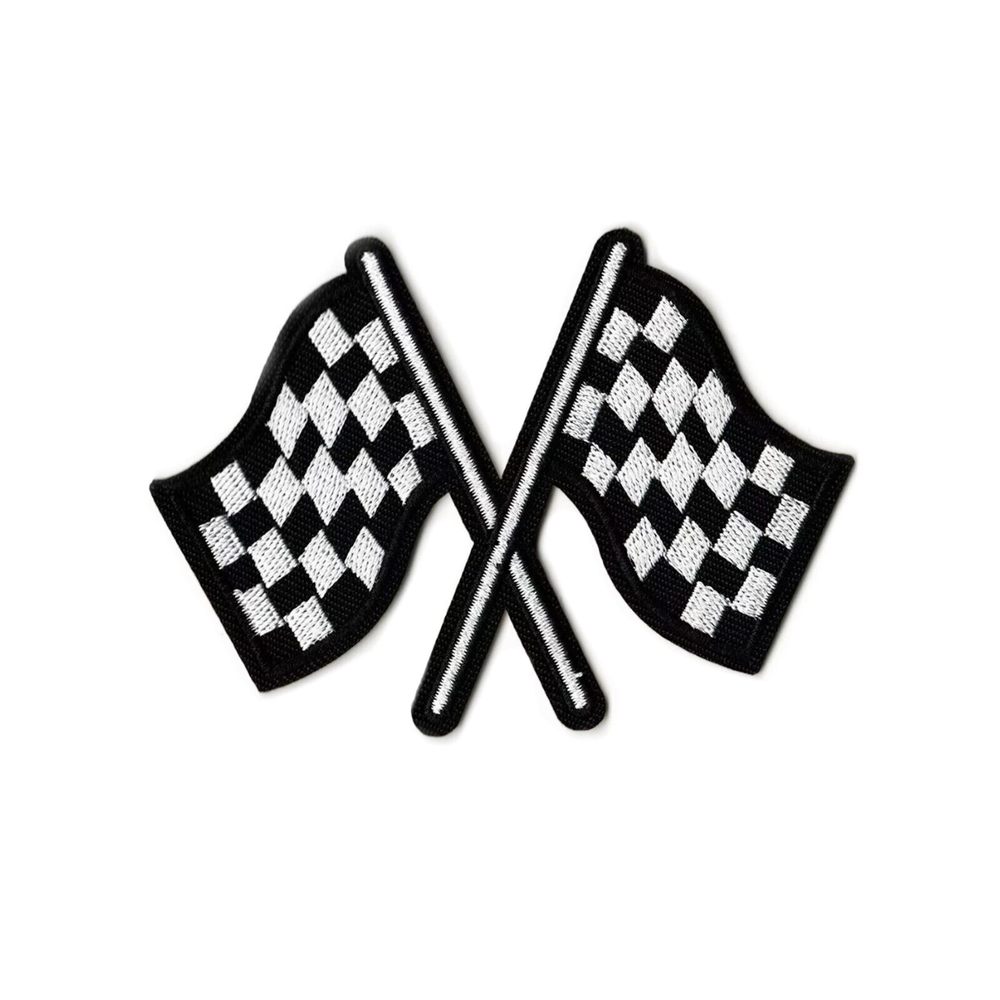 Checkered Racing Flags Embroidered Iron On Patch DIY Applique