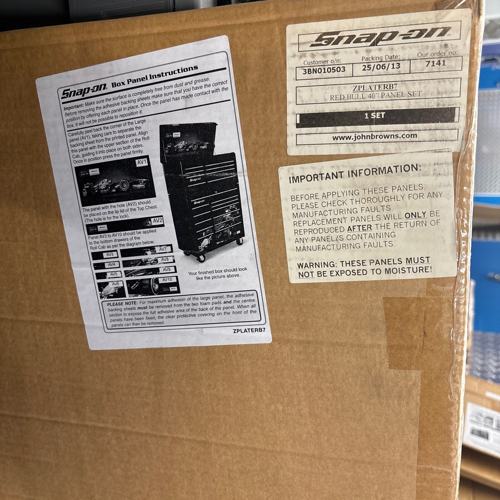 Decals Only ! Snap On Toolbox Roll Cab Chest 40" Stack Formula 1 Redbull Graphic